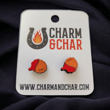 Chicken Nugget Wood Stud Earrings - Food Fashion Earring - Earring - Charm and Char